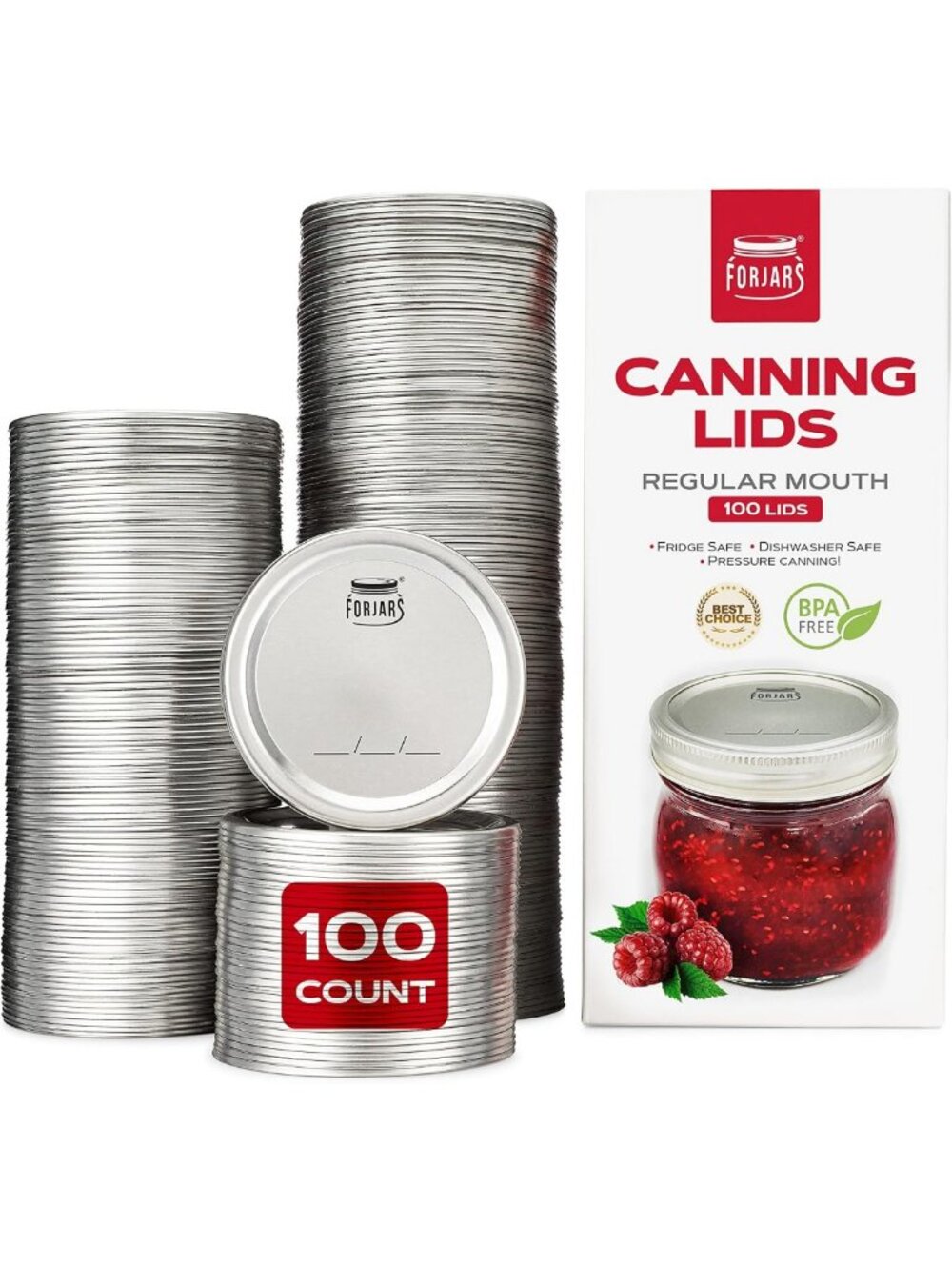 Airtight Canning Lids Regular Mouth 100-Pack for Food Storage & Meal Prep